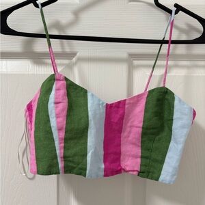 Striped Pink and Green Women's Top